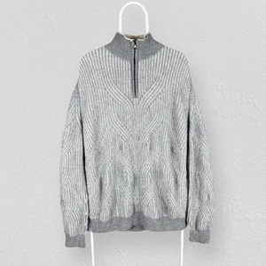 Vintage Hugo Boss Grey Patterned Knit Wool Jumper 1/4 Zip Pullover Mens XXL - Picture 1 of 6