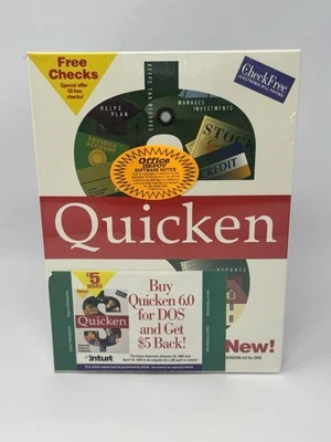 New Sealed Vintage Intuit Quicken 6.0  DOS 3.5” And 5.25 Floppy Disks - Image 1 of 4