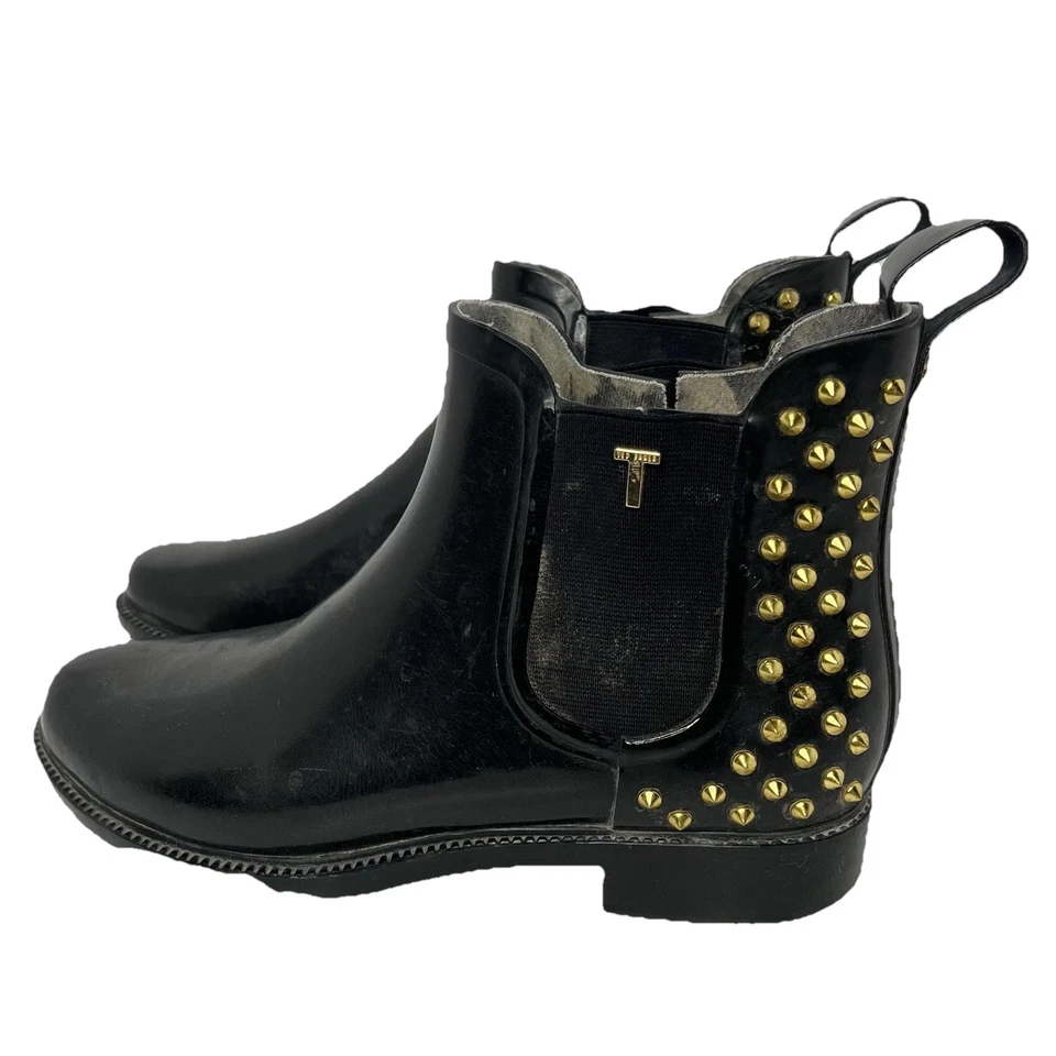 Botas de lluvia TED BAKER Liddied Chelsea Welly negras con tachuelas de goma con clavos talla 10 Foto 1 de 4