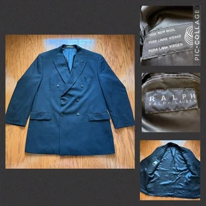 Ralph Ralph Lauren Double Breasted Blazer Men’s 46T Black Wool Classic Jacket - Picture 1 of 16