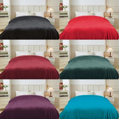 solid flannel plush cozy super soft blanket Queen Size Free Shipping - Image 1 of 2