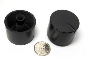 (2x) PANEL STEREO KNOBS HAM RADIO AMP NOS PLASTIC Push-On 1/4" Spline Shaft - Picture 1 of 1