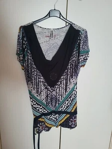 Maglia T-shirt Desigual Donna Con Sciarpa Xl - Foto 1 di 4