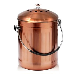 Compost Bin for Kitchen Countertop, 1.3 Gallon Matte Copper Stainless Steel C... - Picture 1 of 8
