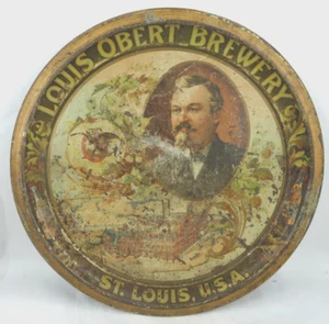 Louis Obert Brewery pre prohibición cerveza bandeja publicidad fábrica escena St. - Imagen 1 de 10