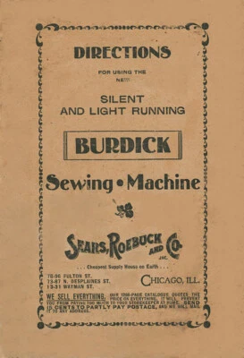 Sears Burdick Sewing Machine Owners Instruction Vintage Manual COPY - Image 1 of 2