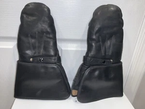 Vintage Harley Davidson Mittens Mens Large Black Lambskin Shearling Gauntlet - Picture 1 of 6