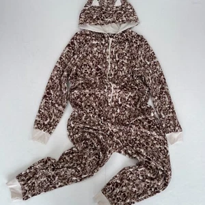 TU Pyjama mittlerer Overall Vliesbraun Leopardendruck - Bild 1 von 12