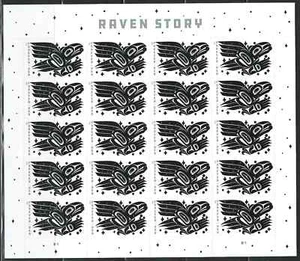 Panel de 20 estampillas Forever Scott # 5620 (MNH) de Raven Story de Estados Unidos como nuevas - Imagen 1 de 1