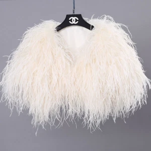 Mujer Real Pluma de Avestruz Piel Hecho a Mano Chal Encogerse de hombros Chaqueta Chaleco Boda Bolero - Imagen 1 de 17