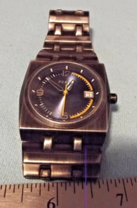 Herren FOSSIL SQUARE mit rundem Zifferblatt & Datum LOOK breites Edelstahlband KÜHN - Bild 1 von 6