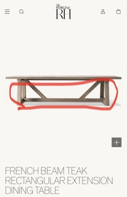 Mesa de teca viga francesa de herrajes de restauración (SOLO BASE) NUEVA Foto 1 de 4