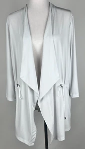 SUSAN GRAVER Everyday 3/4sl 'Liquid Knit Anorak Style Cardigan' - XL, White - Picture 1 of 9