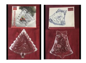 VINTAGE Christmas Glass Serving Dishes LUMINARC TREE & MIKASA BELL - Picture 1 of 3