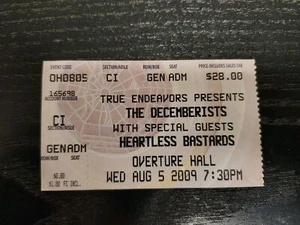 The Decemberists Concert Ticket Stub, August 5, 2009 - Madison,  Wisconsin  - Picture 1 of 2