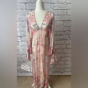 New 2-Piece Hemant and Nandita Peach Katie Kaftan and Chemise Size Small - Picture 1 of 16