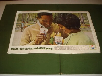 VINTAGE 1964 PEPSI STORE DISPLAY ADS AFRICAN AMERICANS 14" X 21" , RARE - Image 1 of 4