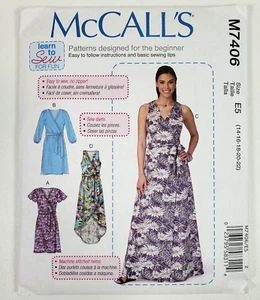 McCall's M7406 modello cucito manca abiti e cintura aderente avvolto taglie 14-22 - Foto 1 di 2