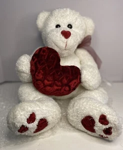 Kids Of America Oso de Peluche Blanco Corazón Día de San Valentín Usado en Excelente Condición - Imagen 1 de 14