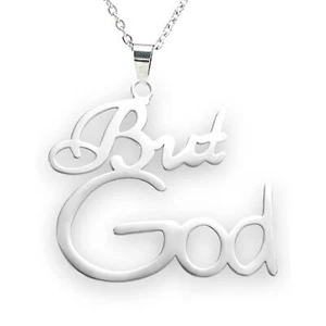 Faith Necklace But God Stainless Steel Christian Necklace with 20 inch Stainless - Picture 1 of 9