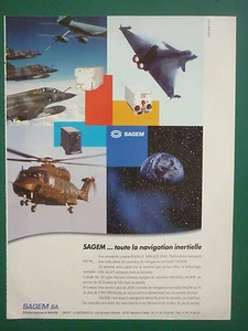 1997 PUB SAGEM NAVIGATION INERTIELLE RAFALE MIRAGE 2000 NH90 ORIGINAL FRENCH AD - Picture 1 of 1