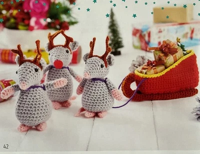 Crochet Pattern Festive Mice and Sleigh Toys - Image 1 of 2