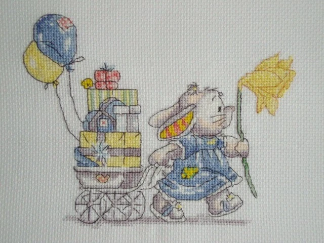 Completed Cross Stitch Somebunny To Love " Special Delivery " - Image 1 of 1