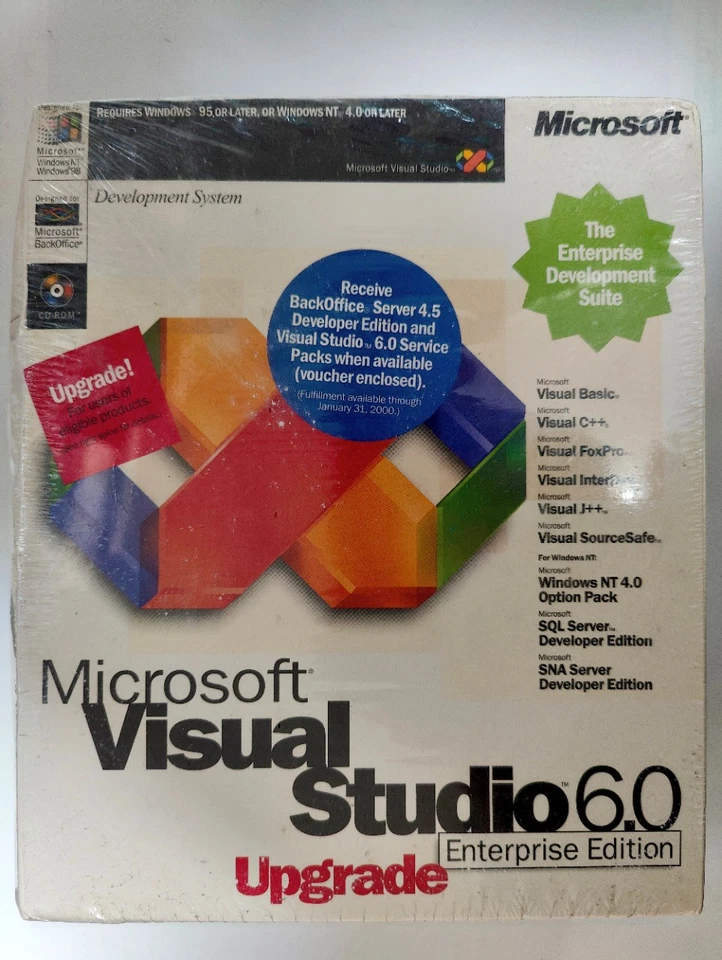 Microsoft Visual Studio 6.0 Enterprise Sealed Slighlty Crushed - Image 1 of 4