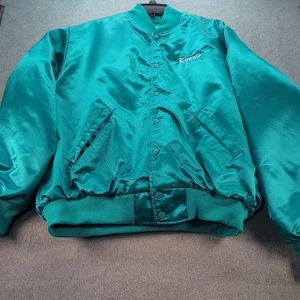 Birdie by Richard A. Leslie Teal Men's Blue Satin Bomber Jacket Size XL - Picture 1 of 17