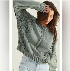 Altar’d State Jenna Jersey de ganchillo con piezas Mujer’s Mediano oversize NUEVO - Imagen 1 de 6