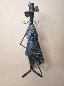 Vintage 80s Iron Metal Art Sculpture Figure Soldier by Giovanni Grittani MCM 16" - Picture 1 of 14