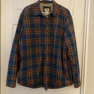 Chaqueta Camisa Vintage LL Bean Sherpa Forrada Manga Larga Con Botones Franela a Cuadros - Imagen 1 de 6