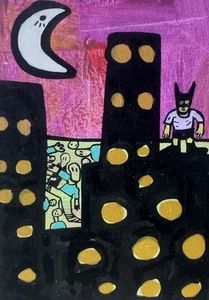 HASWORLD ORIGINAL BATMAN POP ART ABSTRACT EXPRESSIONISM STREET CONTEMPORARY - Picture 1 of 6