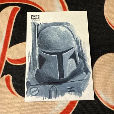 2022 Topps Star Wars Galaxy Sketch Card The Mandalorian Patricio Carrasco 1/1!! - Image 1 of 2
