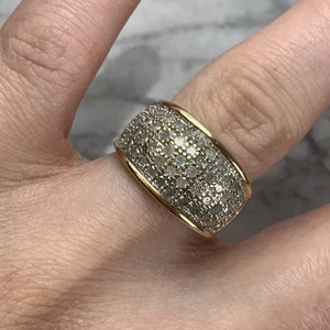 Diamant 1 kt Iced Bandring 9 kt 375 Gelbgold - Größe K 1/2 - Bild 1 von 10