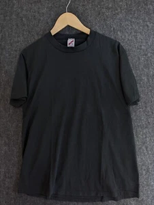 Vintage Jerzees T Shirt 80s 90s Single Stitch Black Blank XL Made in USA - Picture 1 of 7