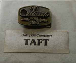 Getty Oil Taft Oildorado 1990 Gürtelschnalle und Aufkleber - Bild 1 von 3