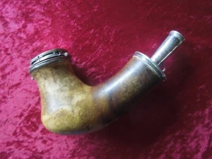 J6389 ANTIQUE GERMAN SILVER MOUNTED  MEERSCHAUM WOOD  TABACCO PIPE  SEE DESCRIP - Picture 1 of 18