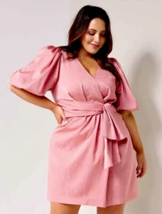 New Tags $159 - FOREVER NEW CURVE Size 16 Or S Ellie Mini Dress Salmon Pink - Picture 1 of 10