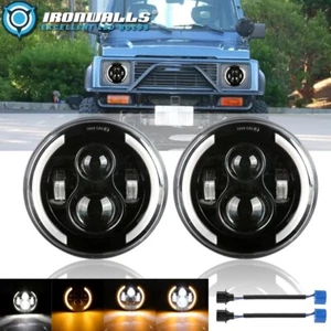 Pair 7" LED Headlights Hi/Lo Beam DRL Turn Signal for 1966-1978 SUZUKI Samurai - Foto 1 di 12
