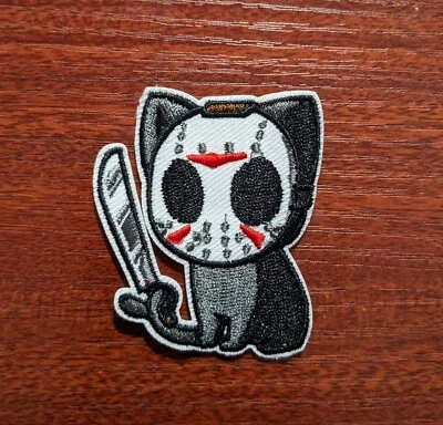 Killer Cat Patch Emo Punk Goth Horror Animals Embroidered Iron On Patch2.25x2" - Image 1 of 3