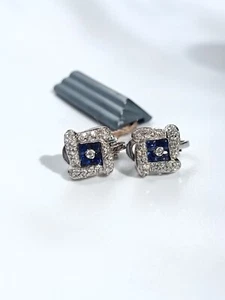 orecchini Salvini oro 18 kt diamanti e zaffiri, a lobo, perno clips, 7,8 grammi - Foto 1 di 10