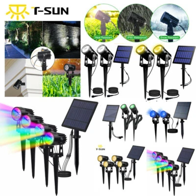 2/4PCS Solar Power Spotlight Landscape Light Outdoor Garden Pathway Lawn Lamp US - Image 1 of 4