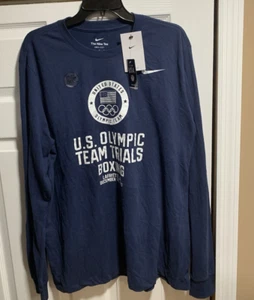NIKE DRI FIT USA OLYMPICS Team LONG SLEEVE SHIRT Trials Boxing Navy Shirt SZ XL - Picture 1 of 8