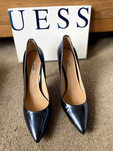 Gorgeous Guess silvery-blue stiletto pumps, pointy toe, tall heel, barely worn - Picture 1 of 9