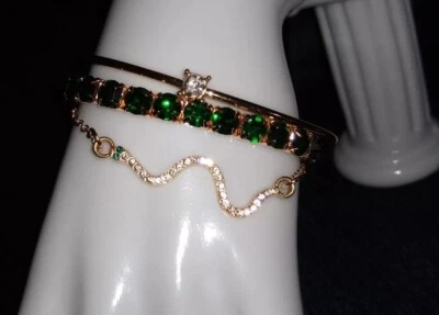 RBP SpringStacksStyle 2025 Oro Amarillo, Serpiente Estrás Verde Esmeralda, Solitario Foto 1 de 4