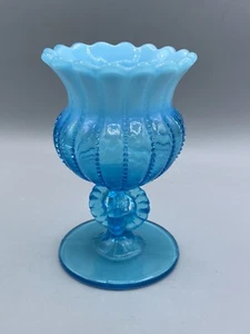 VTG Jefferson Fancy Beaded Blue Opalescent Candle Holder or Vase - Picture 1 of 5