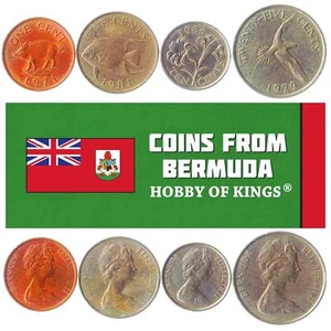 Bermudian 4 Coin Set 1 5 10 25 Cents | Lily | Wild Boar | 1970 - 1985 - Picture 1 of 2