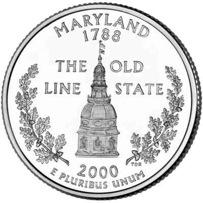 2000 D Maryland State Quarter Uncirculated US Mint - Image 1 of 2