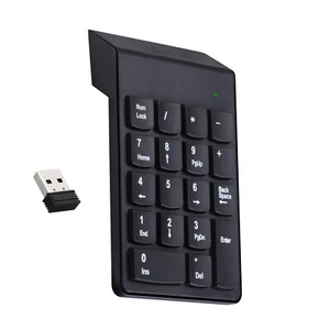 1PC Black Wireless 18-Key Number Keyboard W/2.4GHz USB Receiver Comfy To Use - Afbeelding 1 van 12